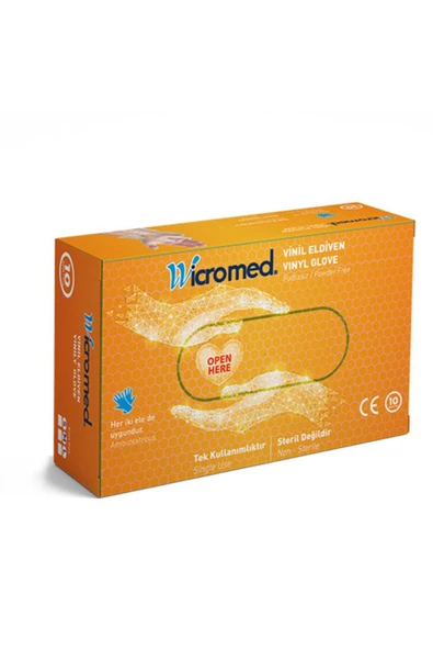 Wicromed Pudrasız Vinil Eldiven Small 10'lu