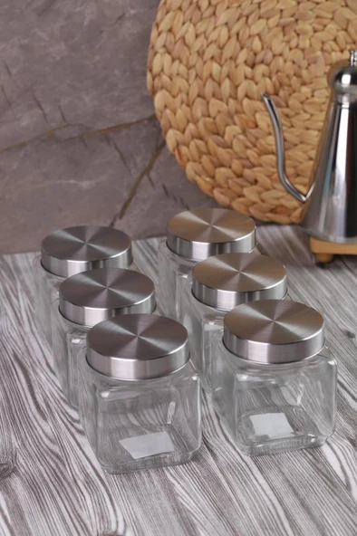 6'lı Metal Kapaklı Borasilikat Cam Baharatlık 570 ml - 8