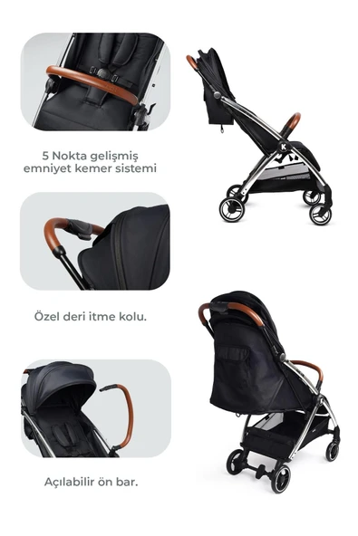 Kanz Xflip Autofold Travel Sistem Bebek Arabası Deeply Black - 6