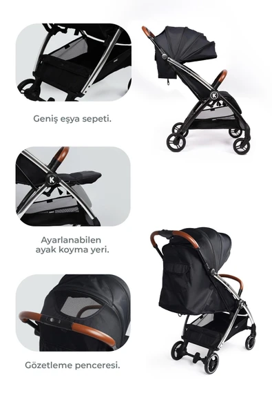 Kanz Xflip Autofold Travel Sistem Bebek Arabası Deeply Black - 5