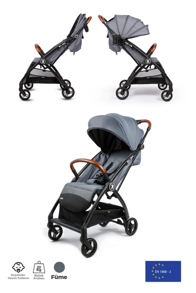 Kanz Xflop Autofold Kabin Boy Bebek Arabası Dark Grey - 2