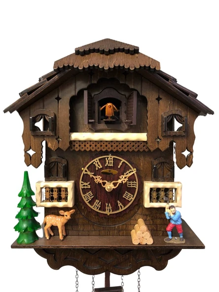 Eastar Yüzde 100 Masif Ahşap Guguklu Duvar Saati EC2305 - Resim 3