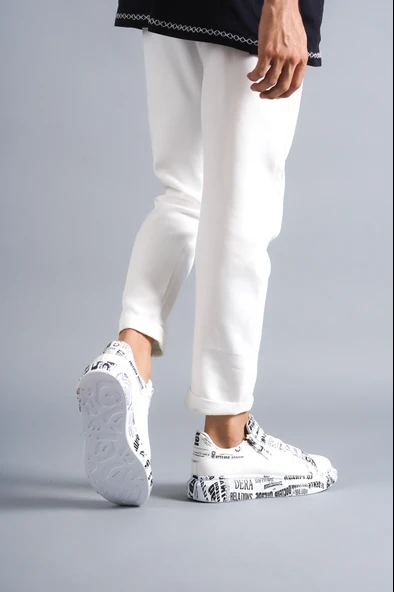 ET-KB02 Crocodile Beyaz Gazete Erkek Ayakkabı - 3