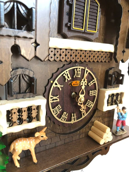 Eastar Yüzde 100 Masif Ahşap Guguklu Duvar Saati EC2305 - Resim 2