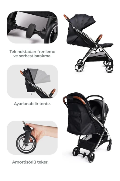 Kanz Xflip Autofold Travel Sistem Bebek Arabası Deeply Black - 4