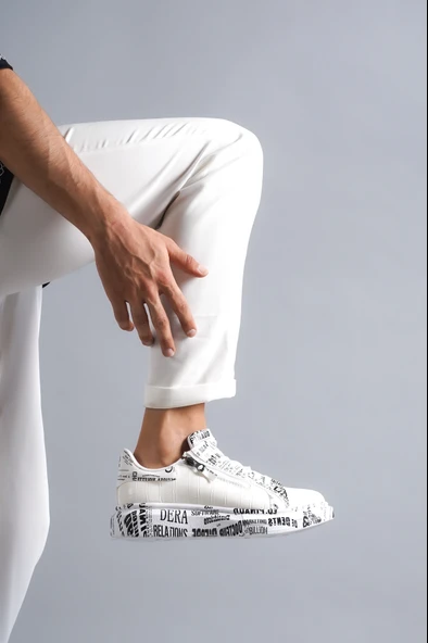 ET-KB02 Crocodile Beyaz Gazete Erkek Ayakkabı - 2