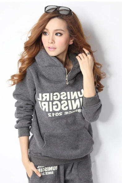 Günlük Kışlık Şık ve Rahat Üçlü Kadın Eşofman Takımı - Resim 3