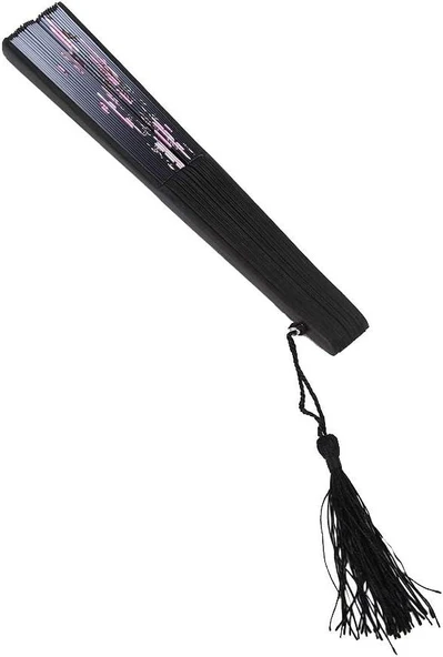 Beluga Yelpaze Bambu Kumaş Serinletici Vintage Gri Şık Dekorasyon Püsküllü Japon Yelpaze 0204 - 3