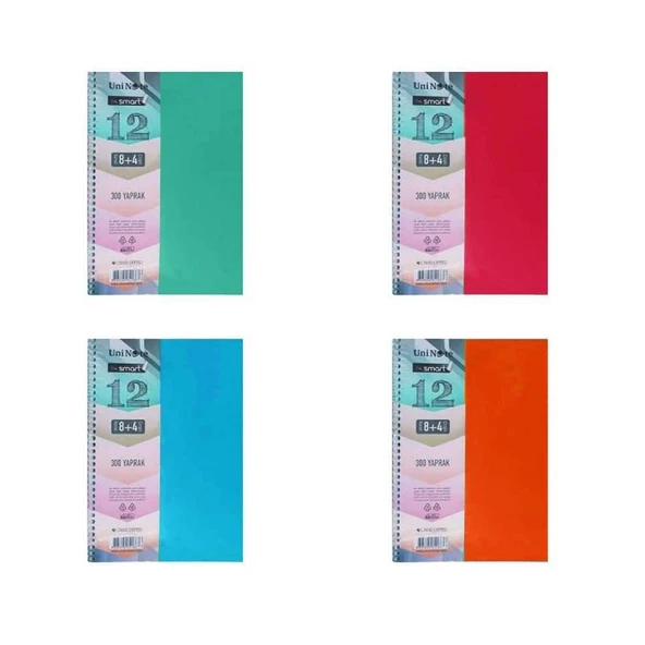 Çınar Im Smart A4 300 Yaprak Plastik Kapak Spiralli 8 Kareli + 4 Çizgili Ayraçlı Defter (62066)