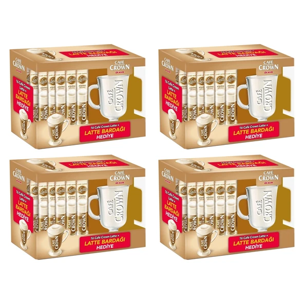 Cafe Crown Latte 16'lı Paket + Bardak Hediyeli x 4 Adet - 2