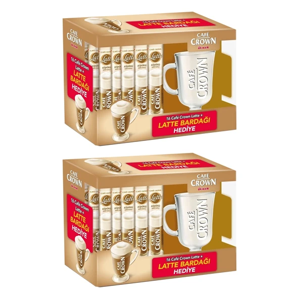 Cafe Crown Latte 16'lı Paket + Bardak Hediyeli x 2 Adet - 2
