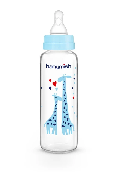 HANYMİSH CAM BİBERON 240 ML-MAVİ - 4