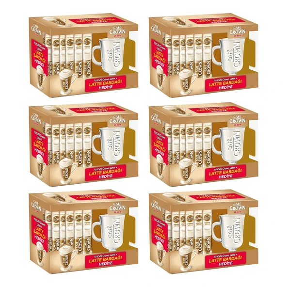 Cafe Crown Latte 16'lı Paket + Bardak Hediyeli x 6 Adet - 2