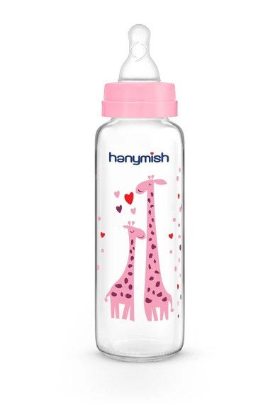 HANYMİSH CAM BİBERON 240 ML - PEMBE - 5