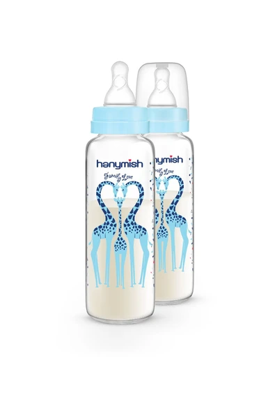 HANYMİSH CAM BİBERON 240 ML-MAVİ - 2