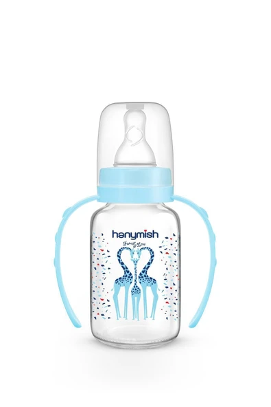 HANYMİSH KULPLU CAM BİBERON 125 ML - MAVİ - 4