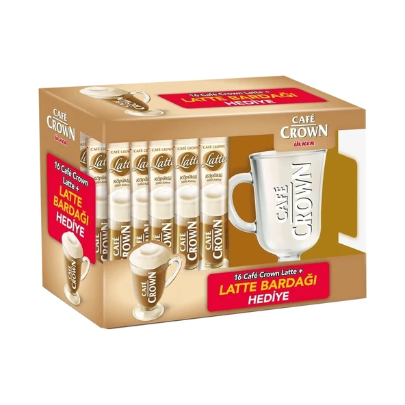 Cafe Crown Latte 16'lı Paket + Bardak Hediyeli x 6 Adet - 3