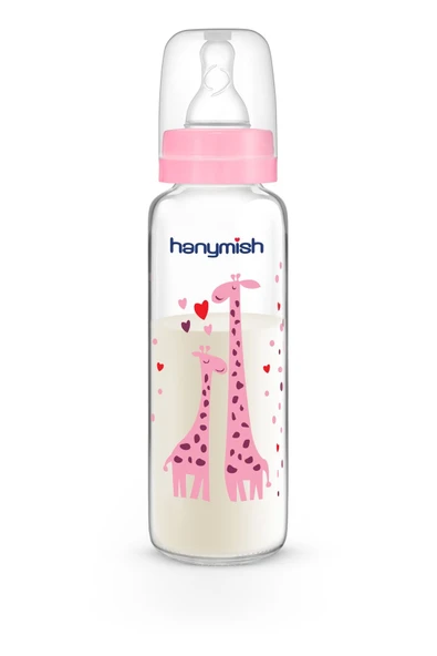 HANYMİSH CAM BİBERON 240 ML - PEMBE - 4