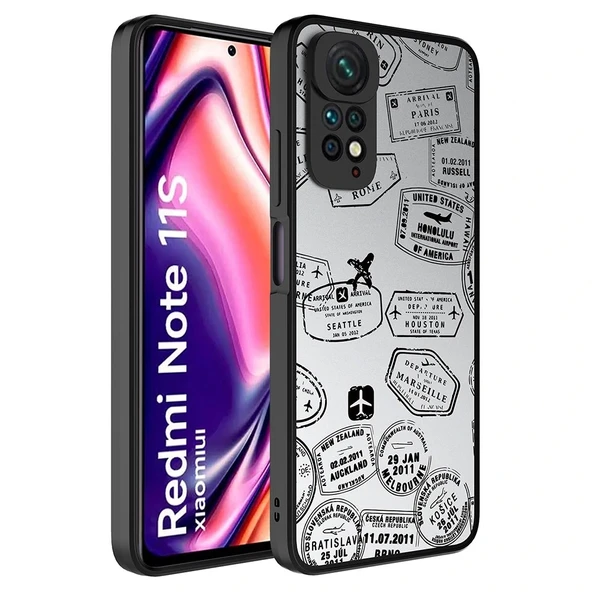Xiaomi Redmi Note 11S Global Kılıf Aynalı Desenli Kamera Korumalı Parlak Mirror Kapak