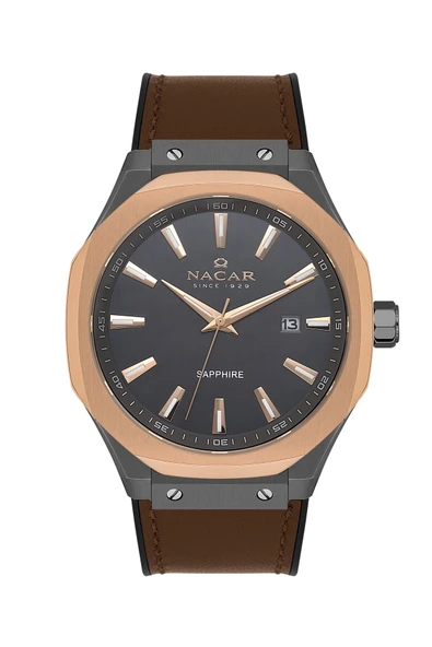 SAFİR CAM KAHVERENGİ ERKEK KOL SAATİ NC34-29B684-EGL2 ürün görseli 1