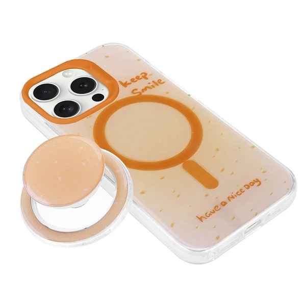 iPhone 15 Pro Max Kılıf M-safe Şarj Özellikli Tak-Çıkar Pop Soketli Tiktok Kapak - Resim 9