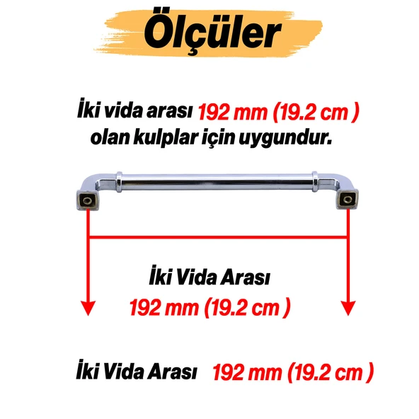 Alfa Metal Gümüş Krom Renk Kulp 192 mm Mobilya Çekmece Mutfak Dolabı Dolap Kapak Kulpları Kulb Kulpu - 3
