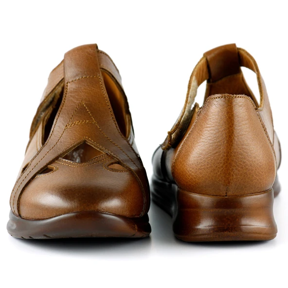 Erkan Saçmacı Frida Taba Hakiki Deri Kesik Detaylı Cırt Cırtlı Günlük Ayakkabı - 3