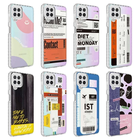 Samsung Samsung M22 Kılıf Airbag Kenarlı Renkli Desenli Silikon Elegans Kapak - Resim 2