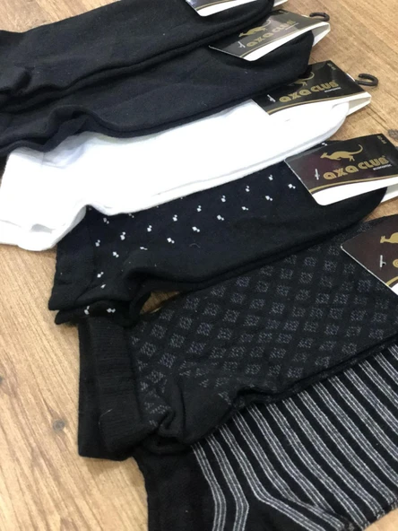 6 Lı Royam Axa Club Desenli Pamuklu Erkek Patik Çorap - 3