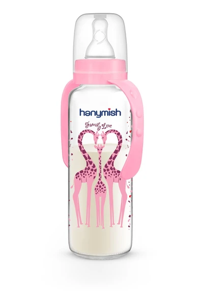HANYMİSH KULPLU CAM BİBERON 240 ML - PEMBE - 4