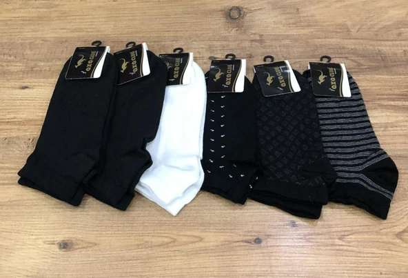 6 Lı Royam Axa Club Desenli Pamuklu Erkek Patik Çorap - 2