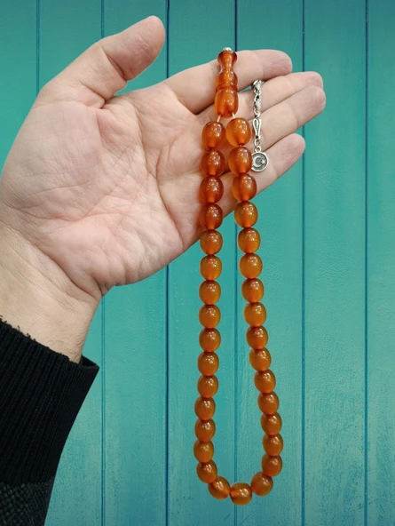 SIKMA KEHRİBAR TESBİH BÜYÜK BOY KAPSÜL KESİM BAL RENKLİ T-65