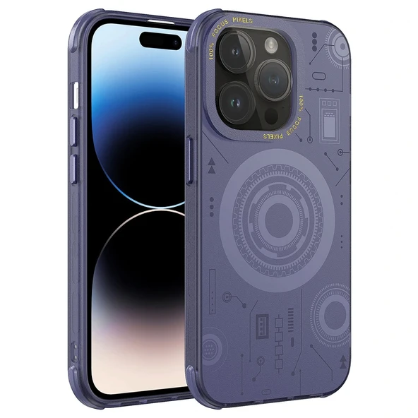 iPhone 14 Pro Kılıf Wireless Şarj Özellikli Desenli Hot Kapak