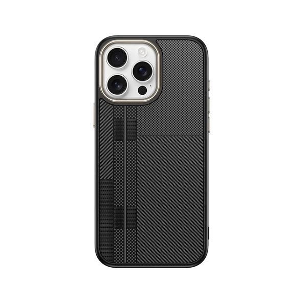 Apple iPhone 15 Pro Max Kılıf M-safe Şarj Özellikli Karbon Fiber Görünümlü Zore Antina Kapak - 2