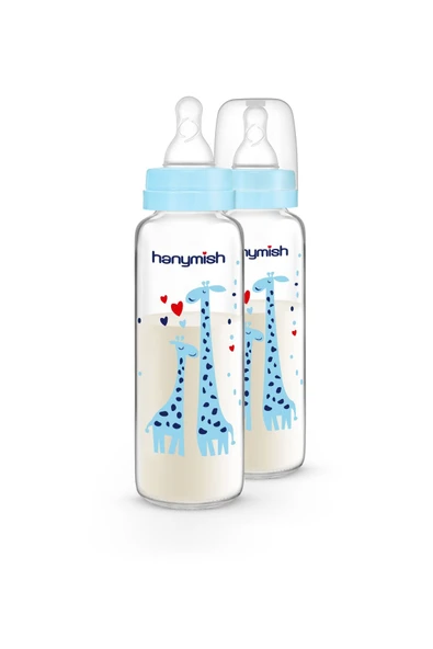 HANYMİSH CAM BİBERON 240 ML-MAVİ - 5