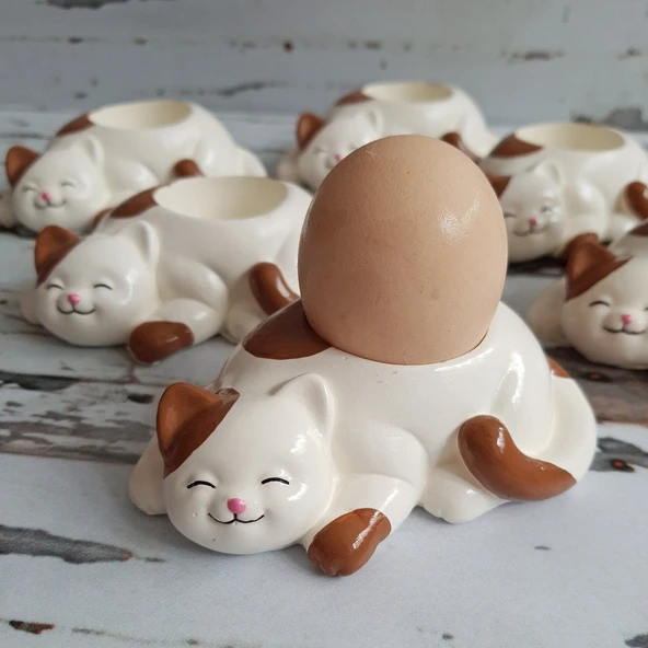 4 Adet Kedi Şeklinde Yumurtalık - Mumluk
