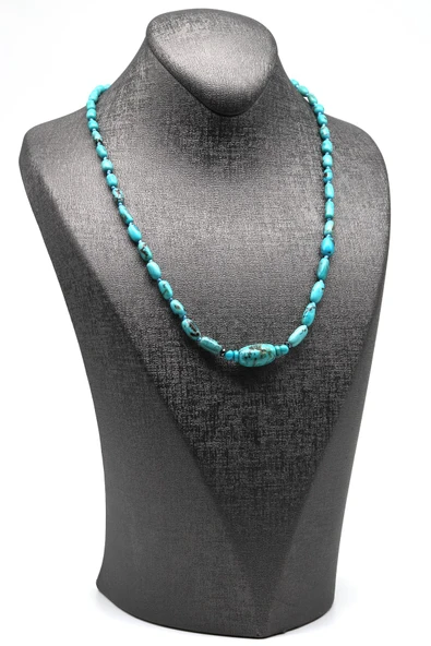 Orijinal Turkuaz Doğal Taş 925 Ayar Gümüş Kolye - 2