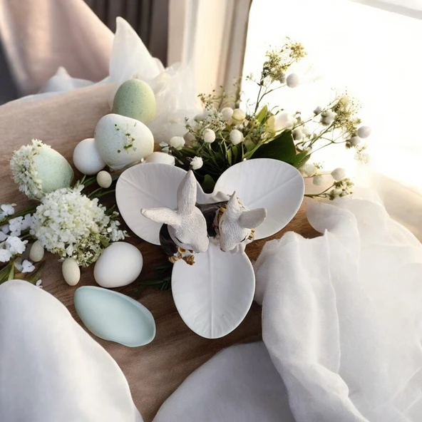 Paskalya Tavşan Tabaklı Sunum,Çerezlik - Kahvaltı - Kahve - Meyve Sunum Tabağı - 5