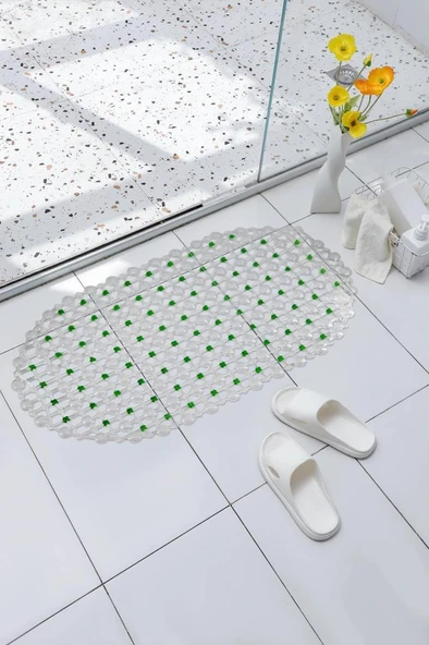 Efe Mark Eko Serisi Banyo - Küvet İçi Kaydırmaz Vantuzlu Oluklu Oval Paspas 63 x 34 cm, Yeşil - 3