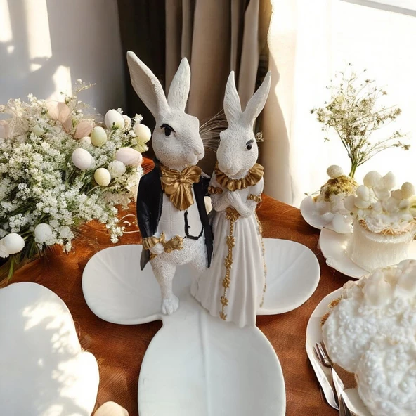 Paskalya Tavşan Tabaklı Sunum,Çerezlik - Kahvaltı - Kahve - Meyve Sunum Tabağı - 3