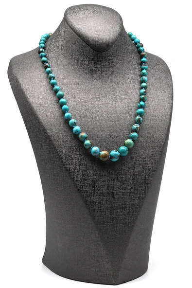 Orijinal Turkuaz Doğal Taş 925 Ayar Gümüş Kolye - Resim 2