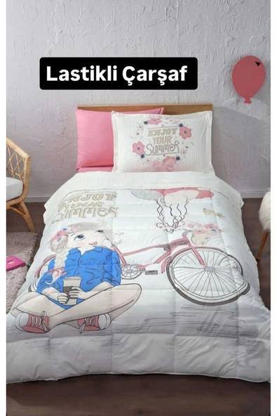 Özdilek Tek Kişilik ( Çarşafı Lastikli ) Uyku Seti Enjoy Pembe