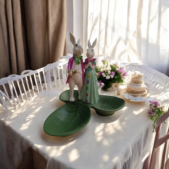 Paskalya Tavşan Tabaklı Sunum,Çerezlik - Kahvaltı - Kahve - Meyve Sunum Tabağı - 2