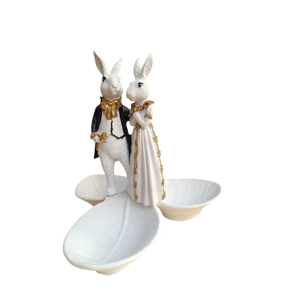 Paskalya Tavşan Tabaklı Sunum,Çerezlik - Kahvaltı - Kahve - Meyve Sunum Tabağı - 9