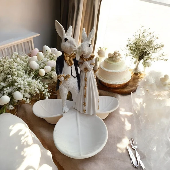 Paskalya Tavşan Tabaklı Sunum,Çerezlik - Kahvaltı - Kahve - Meyve Sunum Tabağı - 2