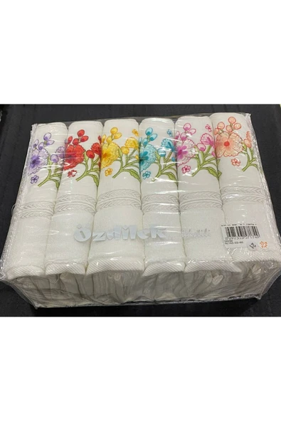 Özdilek 6 ADET Nakışlı 50X90 cm Çeyizlik El Yüz Havlusu - 2