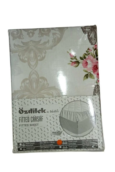 Özdilek 160x200+30 Cm Fitted Kumaş Çarşaf Çift Kişilik + 2 Ad Yastık Kılıfı (%100 Pamuk Kumaş)