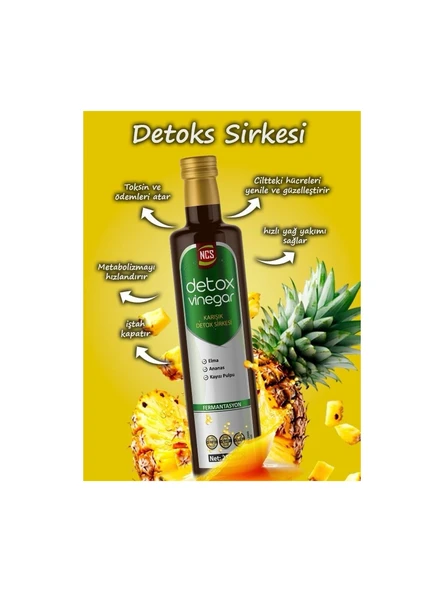 Detox Sirke 250 Ml Doğal Fermantasyon Ananas Elma Avakado Yaprağı Kayısı Karnıyarık Otu Sandaloz