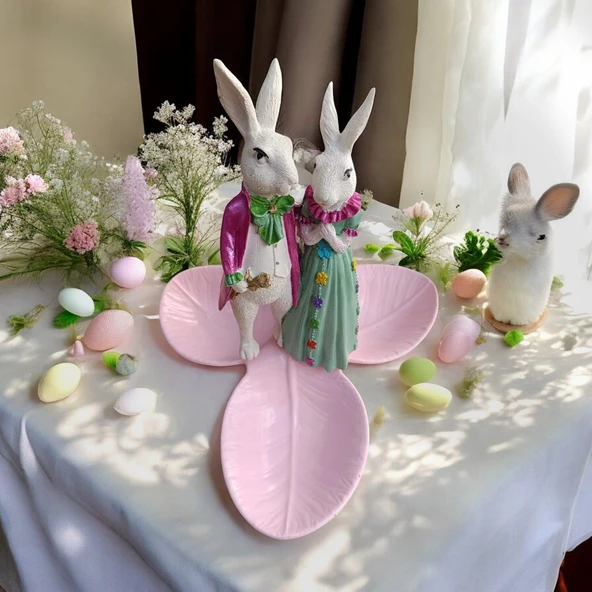Paskalya Tavşan Tabaklı Sunum,Çerezlik - Kahvaltı - Kahve - Meyve Sunum Tabağı - 3