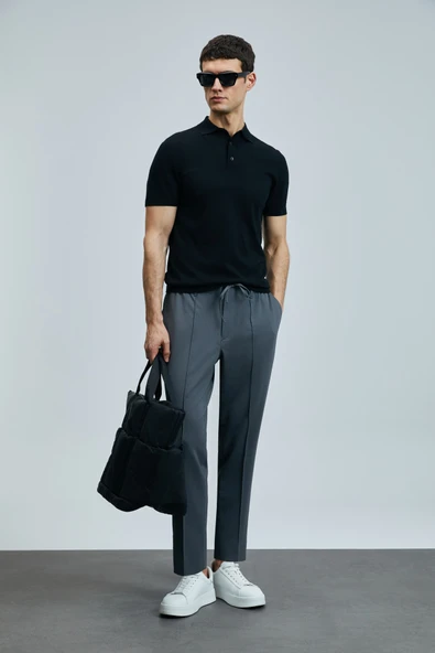 Lufian Derek Erkek İpek Karışımlı Kazak Siyah